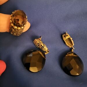 Elegant Brown and Gold 14k Rim And Silver 925 * Jewelry Set